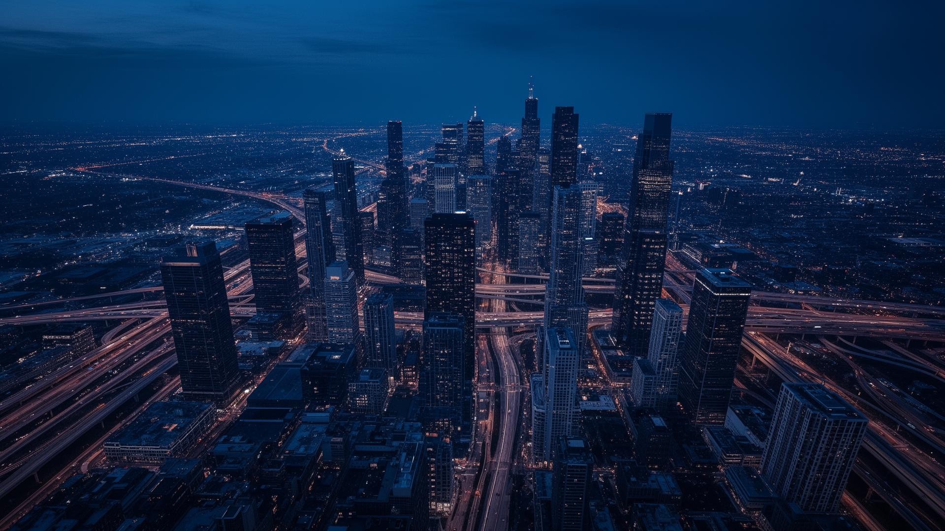 Global metropolis at blue hour